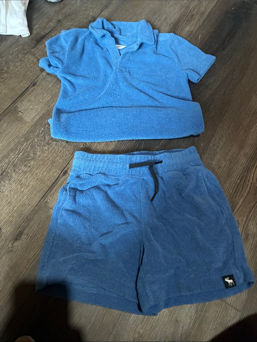 Abercrombie & Fitch Blue Terry Polo Top and Shorts Set
